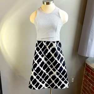 Tabitha Black & White Pattern Mini Dress, Size 2